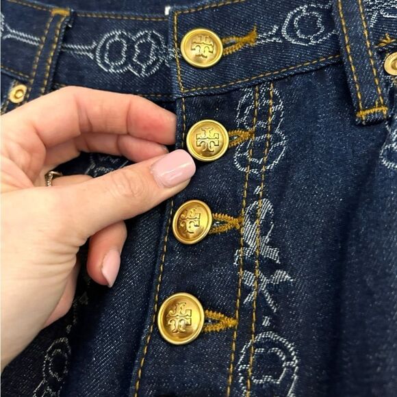 NWT TORY BURCH Gemini Link Bloom Jacquard Denim Pant Jeans Womens Size 26 - Picture 7 of 12